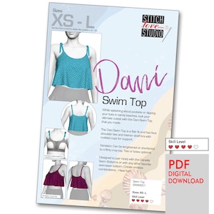 Downloadbare PDF "Dani" zwemtop naaipatroon maten XS-L