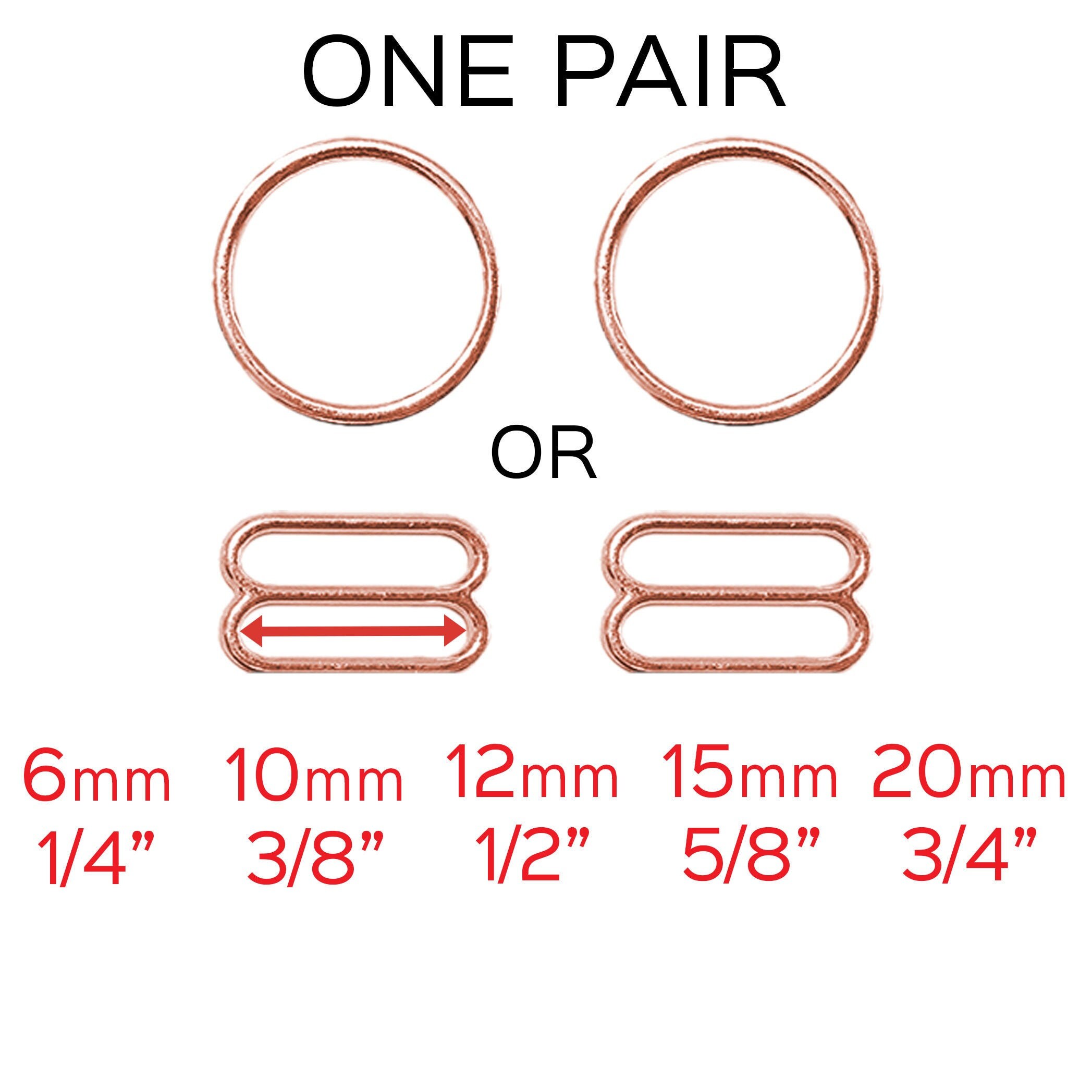 Set of 2 Rings OR 2 Sliders in Rose Gold for Swimwear or Bra making– …
