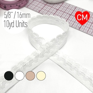 CLEARANCE- 5/8&quot; (16mm) Crochet Style Stretch Trim, Decorative Elastic, Narrow Lace- 10 yards