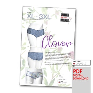 Downloadable PDF &quot;Clover&quot; Panty Sewing Pattern, Sizes XL-3XL
