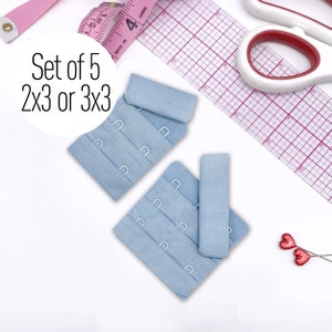 CLEARANCE Set of 5– 2x3 or 3x3 Blue Hook and Eyes for Bra and Bralette Making