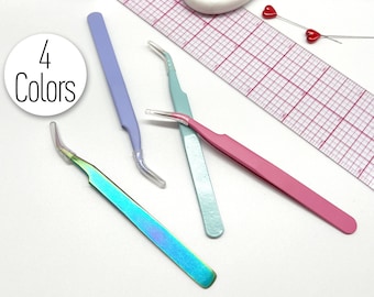 Sewing Thread Tweezers with Curved Tip- 4 Colors