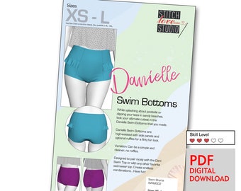 PDF descargable "Danielle" Patrón de costura de pantalones de baño Tallas XS-L