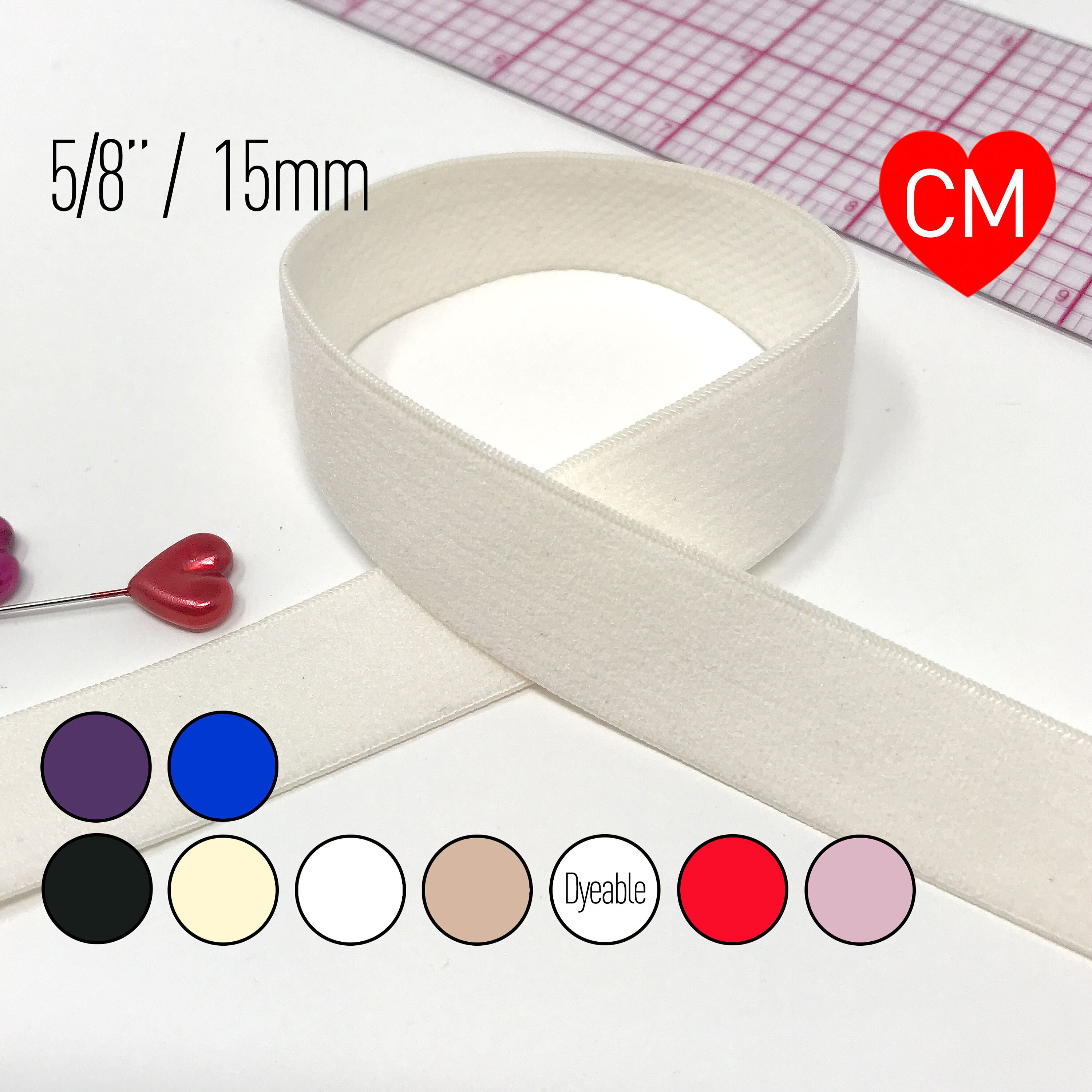 TO BE DISCONTINUED– 5/8” (15mm) Flat Soft Matte Elastic, Stretch Trim…