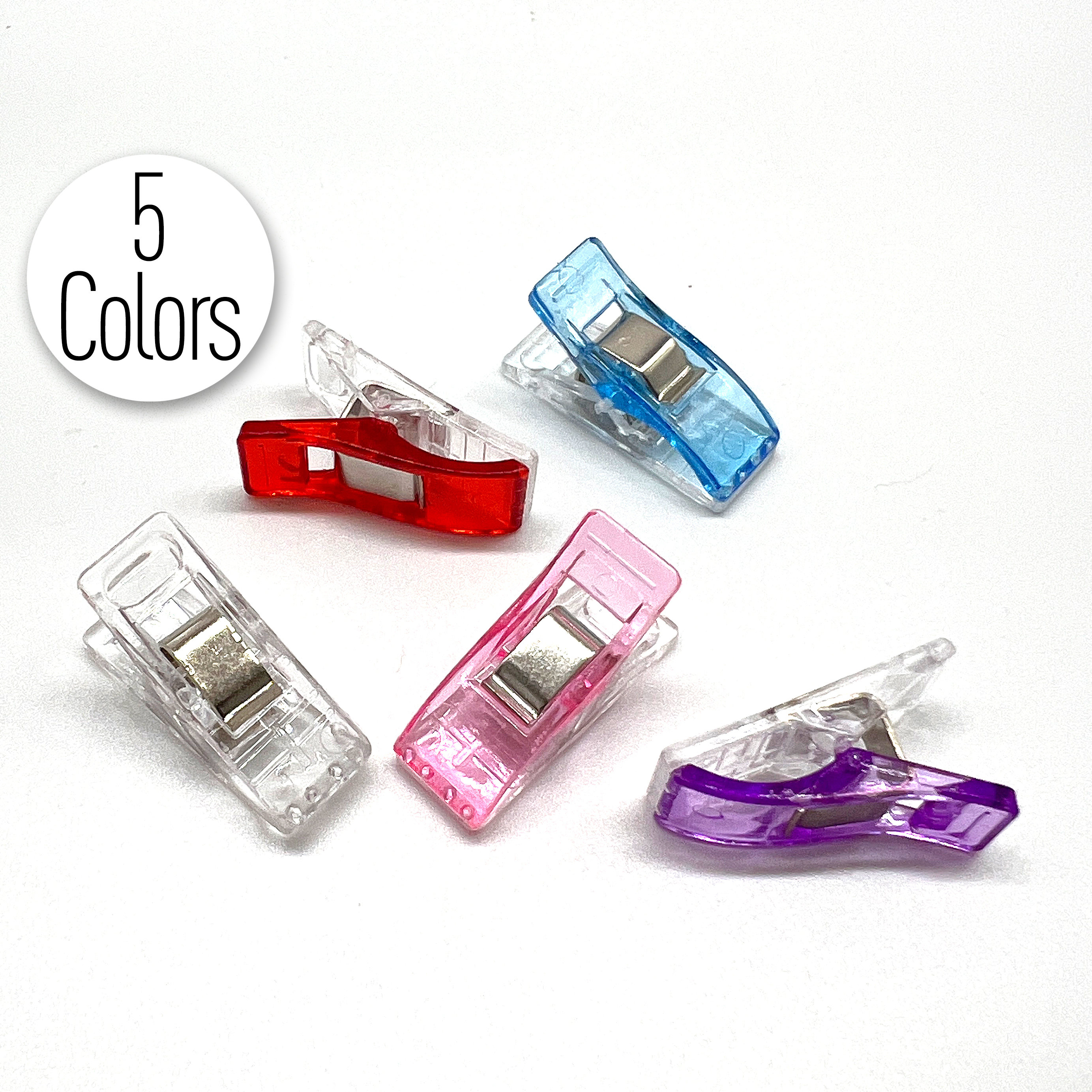 Quluxe 25 Clip Porta Rocchetto Per Cucito - Ferma Bobine Colorate In 5 Colori (Rosso, Blu, Verde, Giallo, Trasparente) - Accessori Per Cucito Creativo E Sartoria - 3