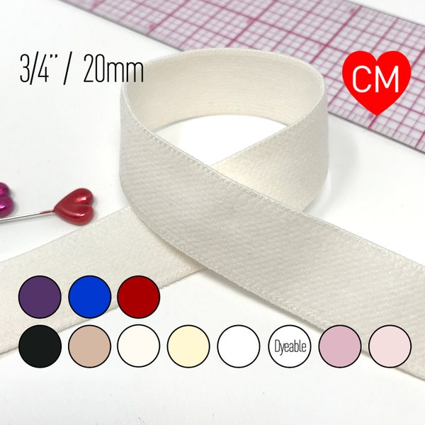 3/4" (20mm) Plush Soft Matte Elastic, Stretch Trim- 2 Yard