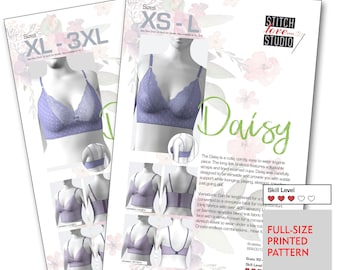 Printed daisy Bralette Sewing Pattern, Sizes XS-L or XL-3XL -  New  Zealand