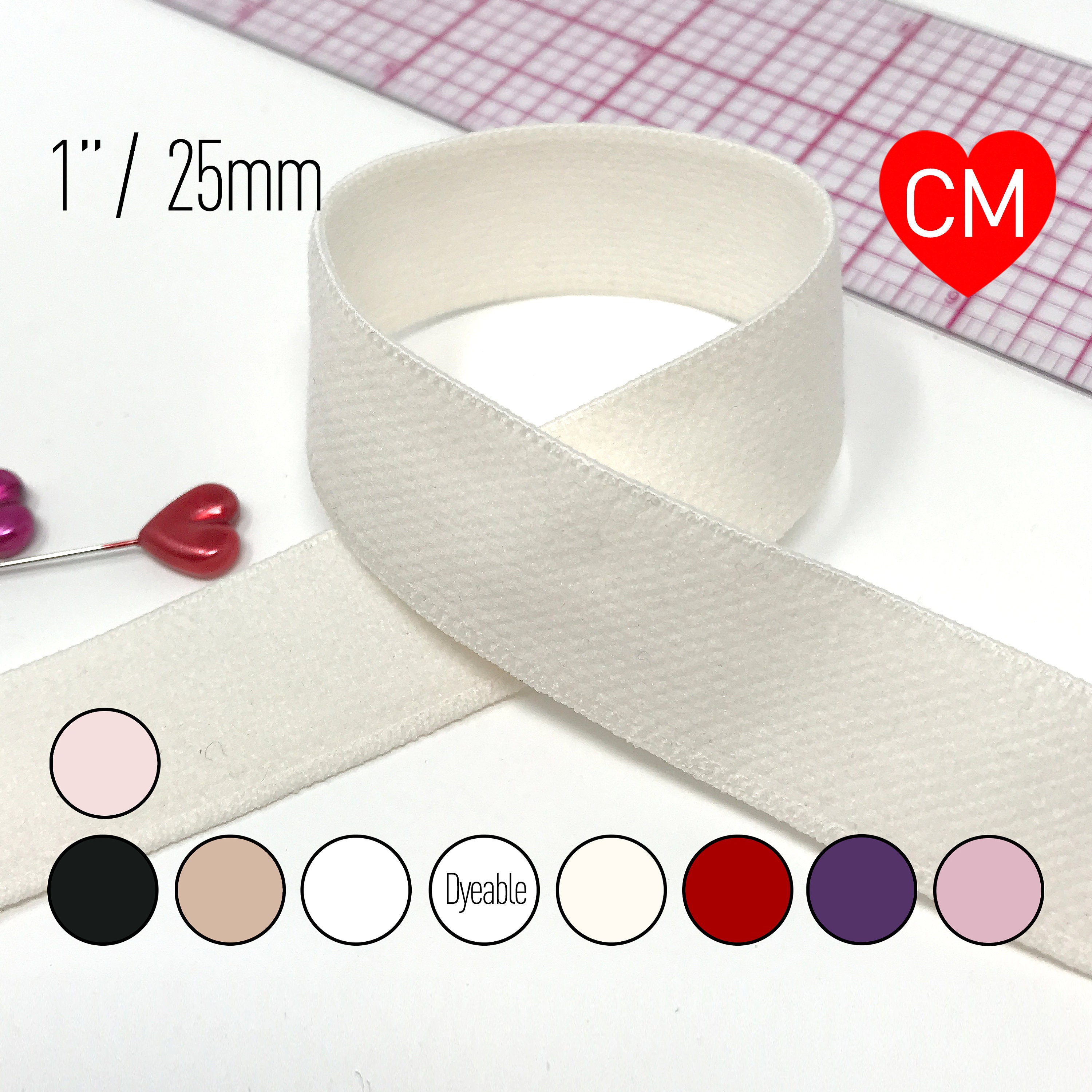 Solid Matte Fold Over Elastic FOE 1 25mm per metre Lingerie underwear  waistband