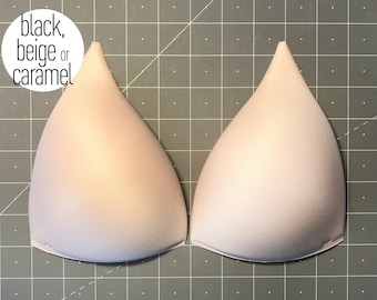 Molded Bra Cups, Long Triangular Shaped, Inserts or Sewn In for Lingerie, Swimwear, Dance Costumes, Dresses - Sizes 32-42