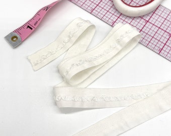 5/8" (15mm) FOE - Matte, Off-White with soft frill fold over elastic- 2 Yards