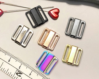 1/2" (12mm) Metal Front Closures - Silver, Gold, Rose Gold, Gunmetal or Rainbow for Bra, for Swimwear or Lingerie