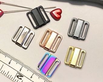 1/2" (12mm) Metal Front Closures - Silver, Gold, Rose Gold, Gunmetal or Rainbow for Bra, for Swimwear or Lingerie