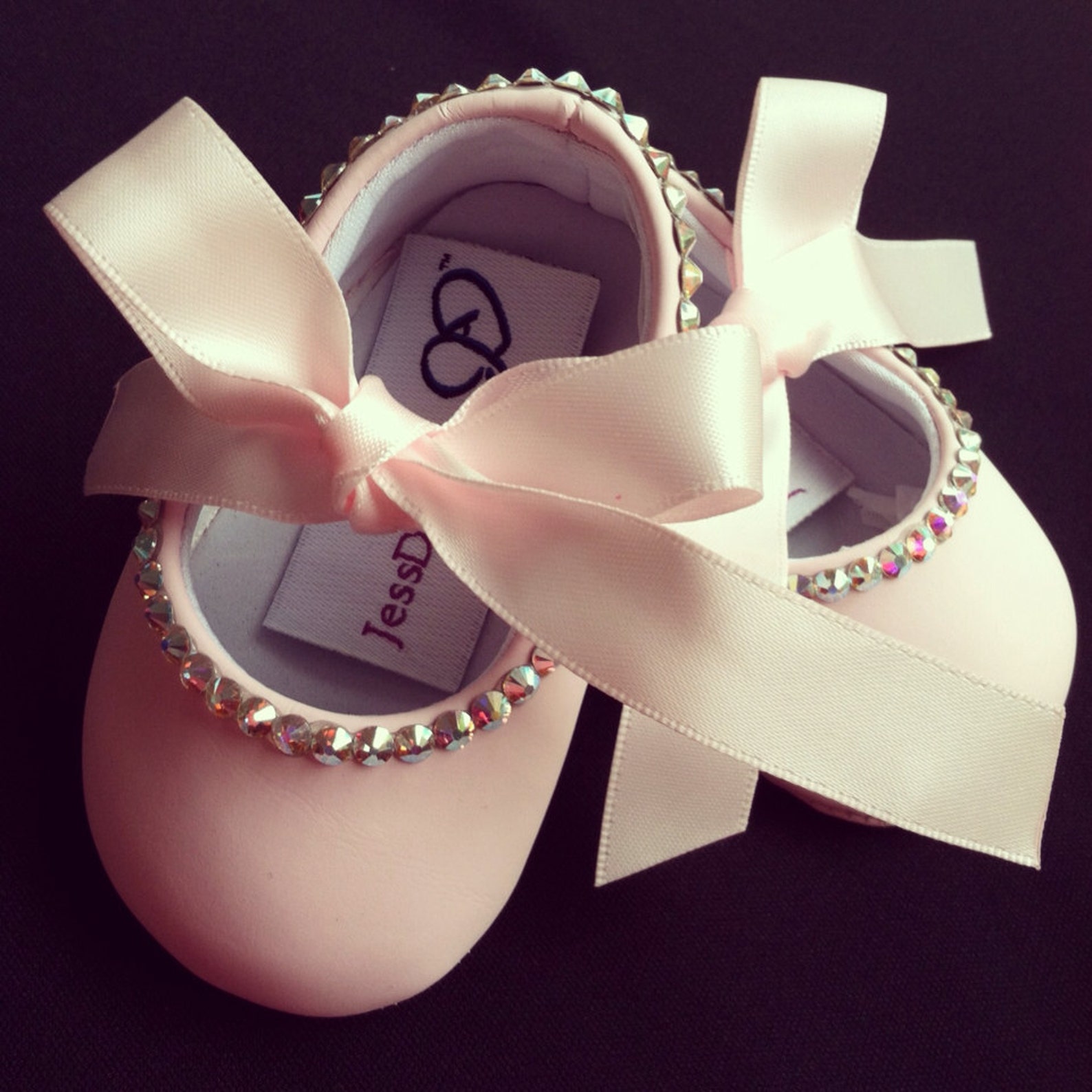 swarovski single outline infant ballet flats