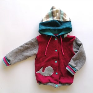 whale wool jacket,pink, kids wool jacket size 86 cm, 12-18 mnth,handmade