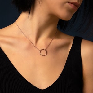Circle Pendant Sterling Silver Necklace Gold Plated Platinum Plated Rose Gold Plated Simple Necklace Minimal Jewelry Geometric image 4
