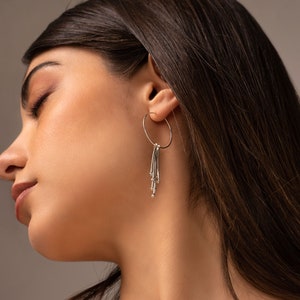 Rain Earrings Sterling Silver Earrings Gold Plated Earrings Dangle Earrings Drop Bars Earrings Modern Jewelry Statement Earrings image 1