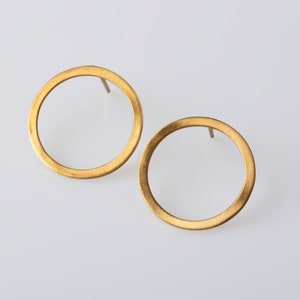 Small Circles Gold Plated Earrings Circle Stud Earrings Minimalist Studs Simple Geometric Studs Minimalist Earrings image 6