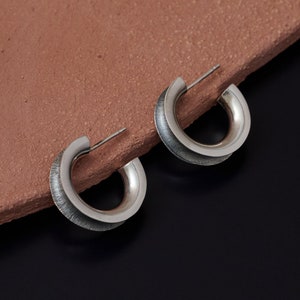 Flow Hoop Earrings - Sterling Silver Earrings - Open Hoops - Small Hoops -  Silver Hoops - Minimalist Earrings