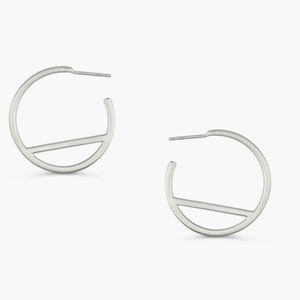 Small Geometric Hoop Earrings Hoops Earrings Modern Earrings Sterling Silver Hoops Geometric Earrings Simple Earrings 画像 3