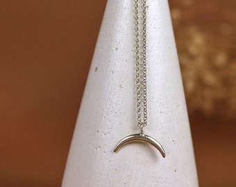 Sterling Silber Halbmond Halskette - Charm Holder Schmuck - Anhänger Halskette - Zierliche Sterling Silber Halskette - Alltagskette