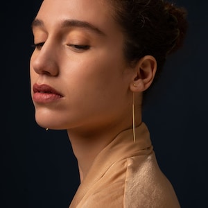 Dot Threaders - Gold Plated Earrings - Long Earrings - Threader Earrings - Simple Drop Earrings - Minimalist Earrings
