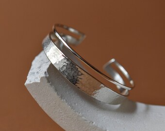 Parallel Cuff Bracelet - Sterling Silver Bracelet - Cuffs - Minimalist Cuffs - Cuff Wrist Bracelet - Gift for Her