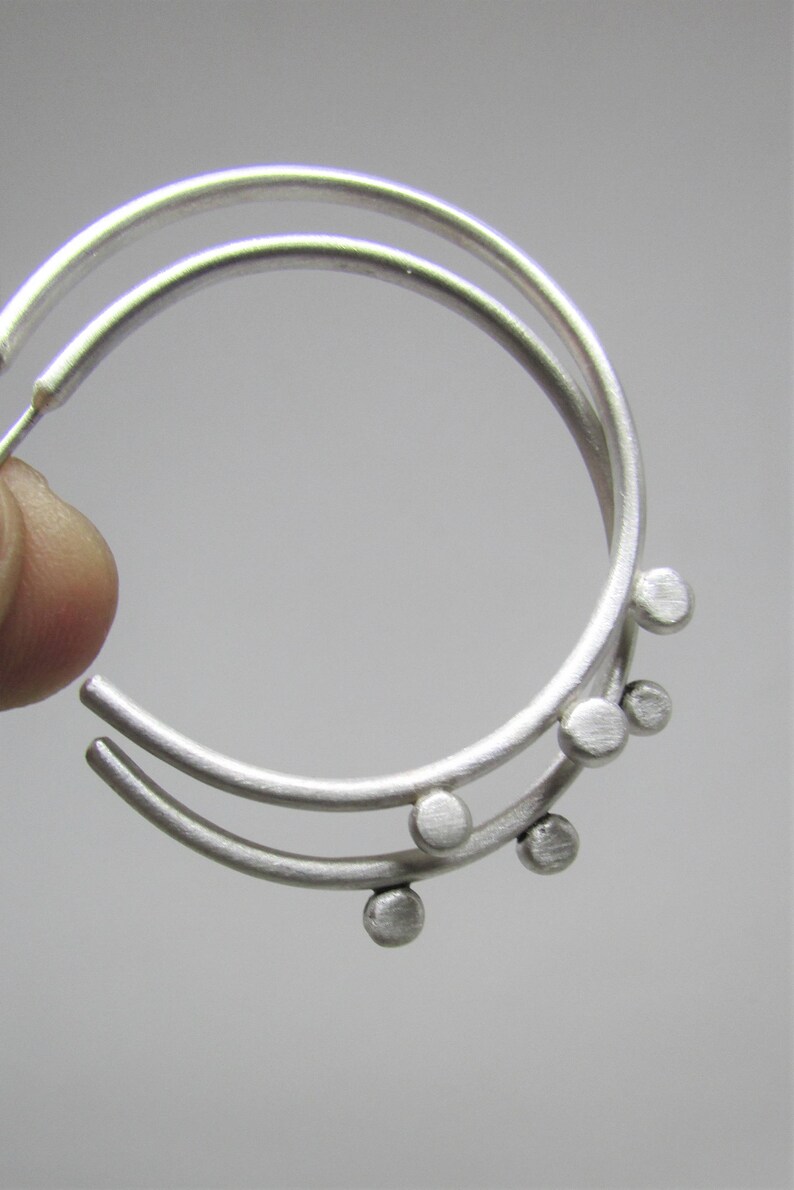 Silver Ball Hoops Open Hoops Large Hoop Earrings Silver Etsy