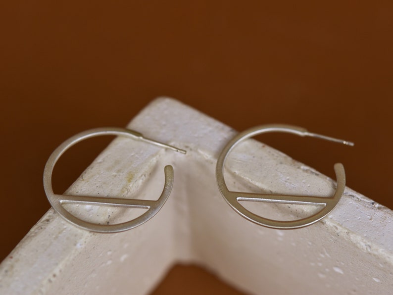 Small Geometric Hoop Earrings Hoops Earrings Modern Earrings Sterling Silver Hoops Geometric Earrings Simple Earrings 画像 8