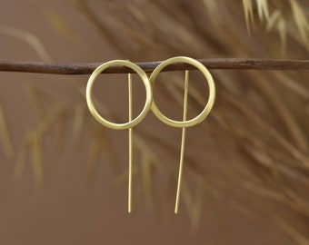 Circle Threaders - Gold Plated Earrings - Platinum Plated Earrings - Lightweight Earrings - Minimal Jewelry - Minimalist Earrings