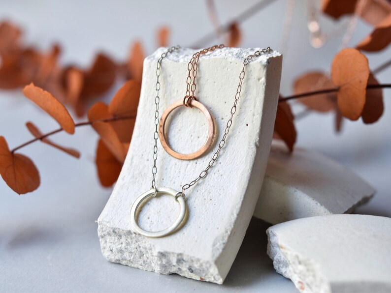 Circle Pendant Sterling Silver Necklace Gold Plated Platinum Plated Rose Gold Plated Simple Necklace Minimal Jewelry Geometric image 5