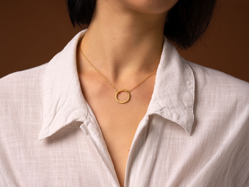 Circle Pendant Sterling Silver Necklace Gold Plated Platinum Plated Rose Gold Plated Simple Necklace Minimal Jewelry Geometric image 6