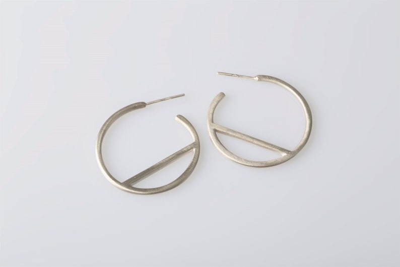 Small Geometric Hoop Earrings Hoops Earrings Modern Earrings Sterling Silver Hoops Geometric Earrings Simple Earrings 画像 9