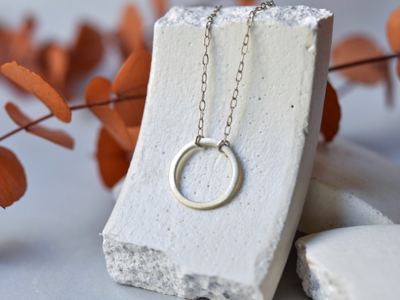 Circle Pendant Sterling Silver Necklace Gold Plated Platinum Plated Rose Gold Plated Simple Necklace Minimal Jewelry Geometric image 1