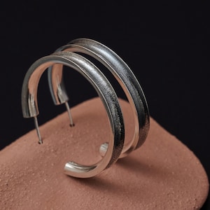 Flow Hoop Earrings - Sterling Silver Earrings - Open Hoops - Large Hoops -  Silver Hoops - Minimalist Earrings