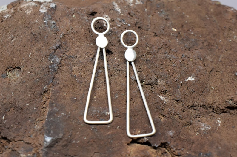 Dangle Geometric Earrings Long Silver Earrings Modern Earrings Minimalist Earrings Sterling Silver Jewelry Minimal Jewelry image 10