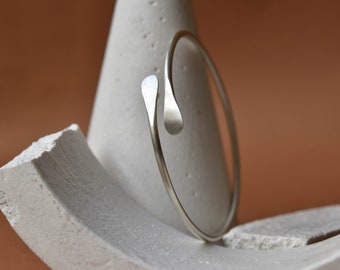 Open Teardrop Bracelet - Silver Bangle Bracelet - Adjustable Bracelet - Gift for Her - Simple Stacking Bracelet - Minimal Bracelets
