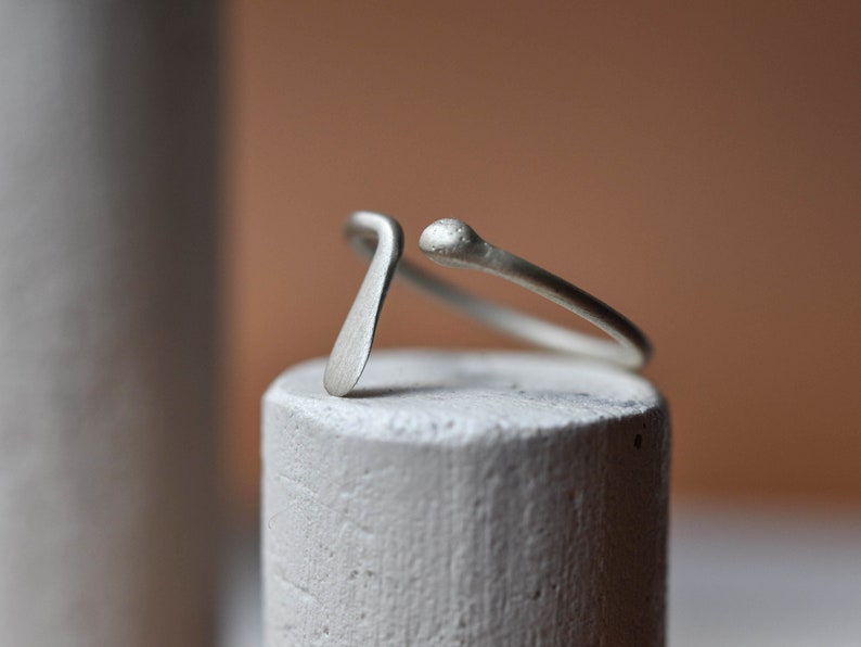 Open Ring Teardrop Ring Minimalist Rings Sterling Silver Ring Gold Plated Ring Adjustable Ring Dainty Ring Everyday Jewelry image 1