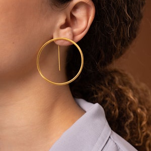 Pendientes de aro grandes - Pendientes chapados en oro - Pendientes geométricos - Pendientes modernos - Pendientes minimalistas - Pendientes sencillos