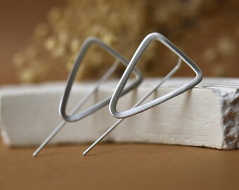 Triangle Threader Earrings - Sterling Silver Earrings - Lightweight Earrings - Geometric Earrings - Minimalist Earrings