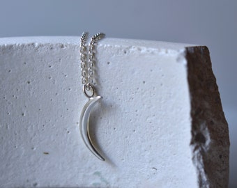 Halfmoon Pendant Vertical- Charm Holder Jewelry - Pendant Necklace - Sterling Silver Necklace - Minimal Charm Necklace - Silver Necklace