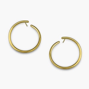 Boucles d'oreilles cercle ouvert Boucles d'oreilles poteaux cercle Clous d'argent minimalistes Boucles d'oreilles dorées Gold Plated