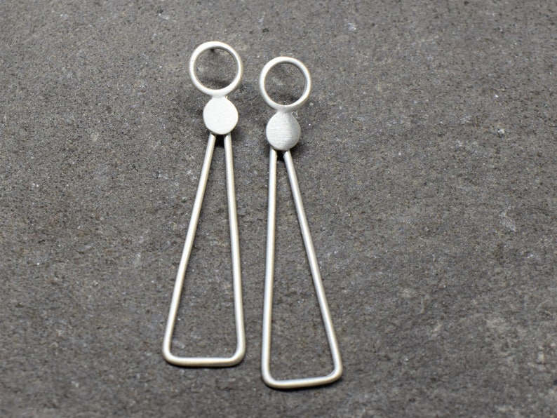 Dangle Geometric Earrings Long Silver Earrings Modern Earrings Minimalist Earrings Sterling Silver Jewelry Minimal Jewelry image 6