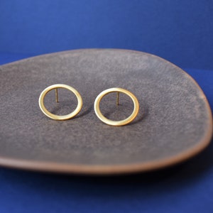 Small Circles Gold Plated Earrings Circle Stud Earrings Minimalist Studs Simple Geometric Studs Minimalist Earrings image 5