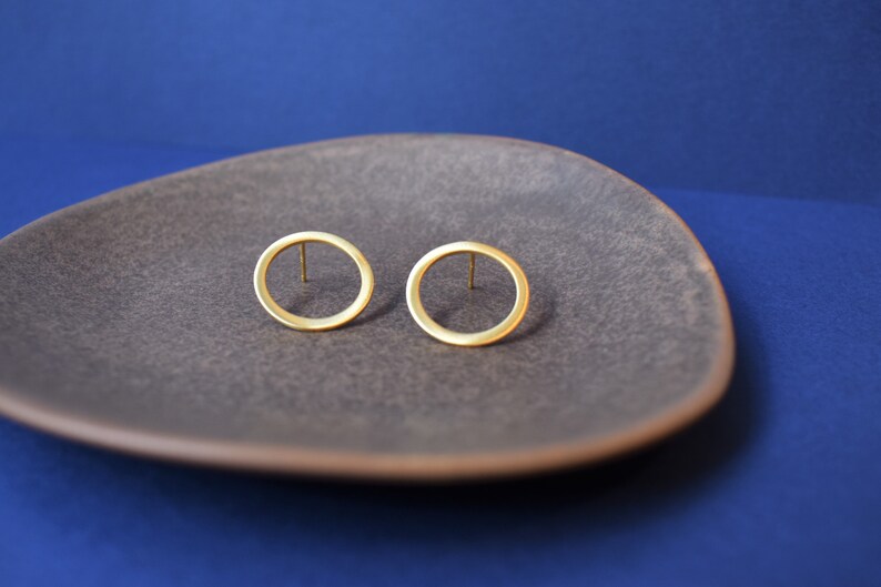 Small Circles Gold Plated Earrings Circle Stud Earrings Minimalist Studs Simple Geometric Studs Minimalist Earrings image 5