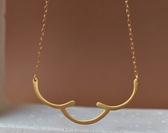 Large Wave Necklace - Sterling Silver Necklace - Gold Plated - Platinum Plated - Minimalist Necklace - Geometric Jewelry -  Modern Necklace