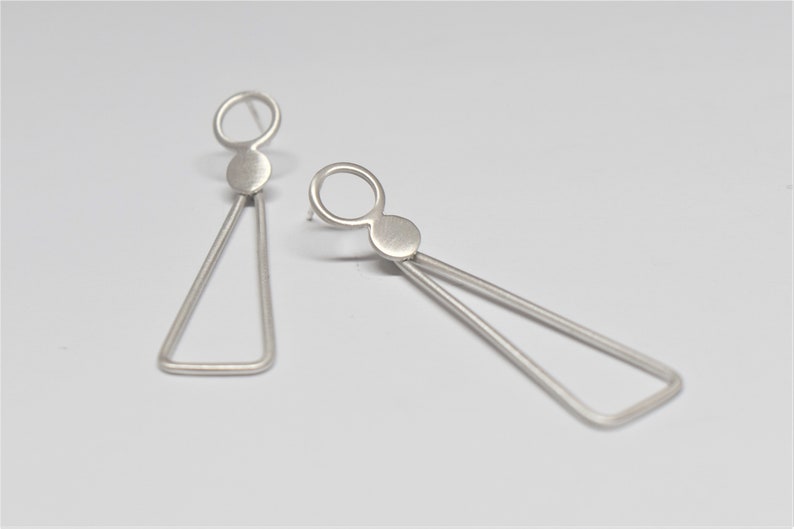 Dangle Geometric Earrings Long Silver Earrings Modern Earrings Minimalist Earrings Sterling Silver Jewelry Minimal Jewelry image 5