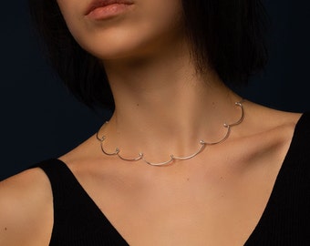 Handgemachte Silberkette - Statement Chain - Kettenhalskette - Silberketten - Kurze Halskette - Minimalistische Halskette - Geschenk für Sie