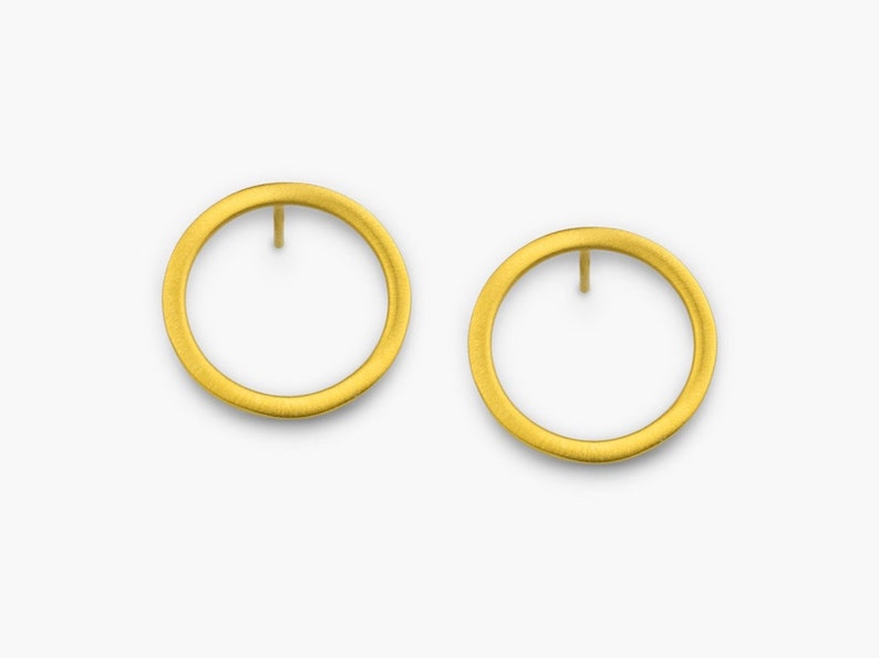 Small Circles Gold Plated Earrings Circle Stud Earrings Minimalist Studs Simple Geometric Studs Minimalist Earrings image 3