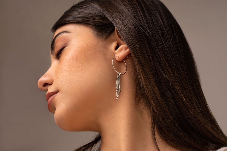 Rain Earrings Sterling Silver Earrings Gold Plated Earrings Dangle Earrings Drop Bars Earrings Modern Jewelry Statement Earrings image 1