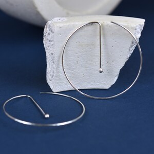 Large G Hoops Earrings - Alternative Hoops - Sterling Silver Earrings - Minimalist Earrings - Ear Threaders - Simple Earrings